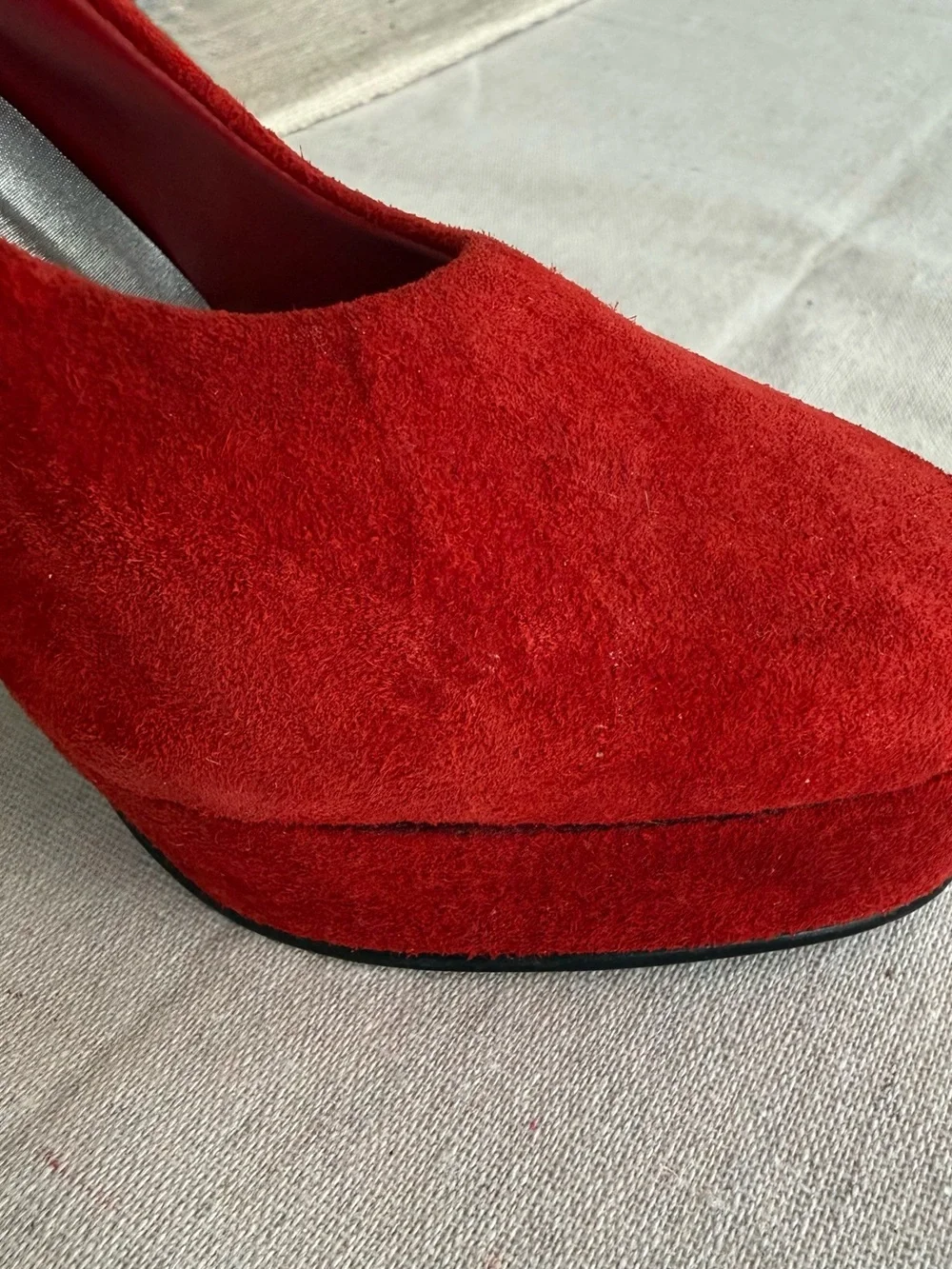 Vintage Women's Red Suede Platform Heels